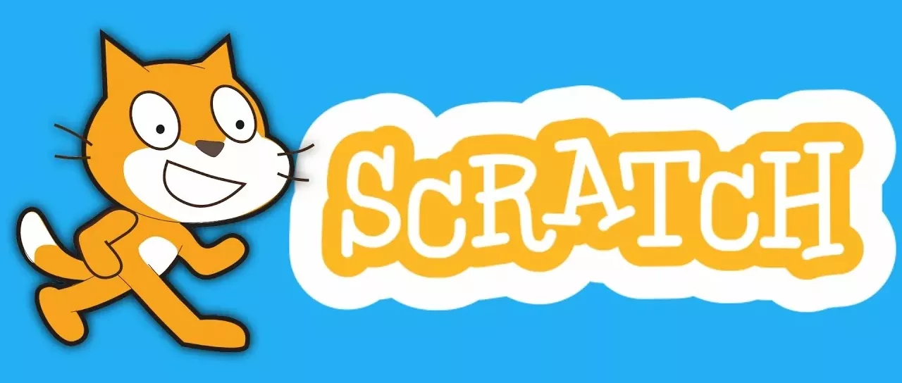Logo of Scratch programming language, used for teaching coding to children.